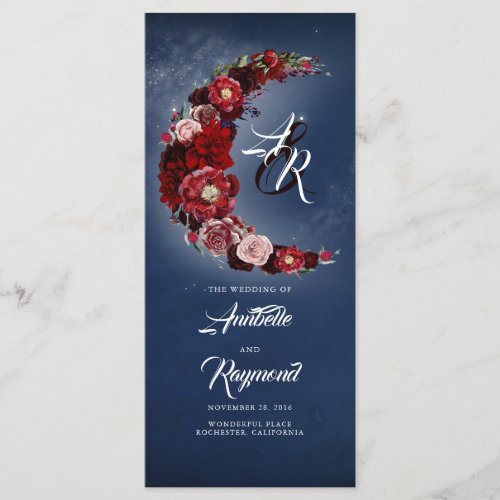 Burgundy and Navy Blue Vintage Wedding Programs