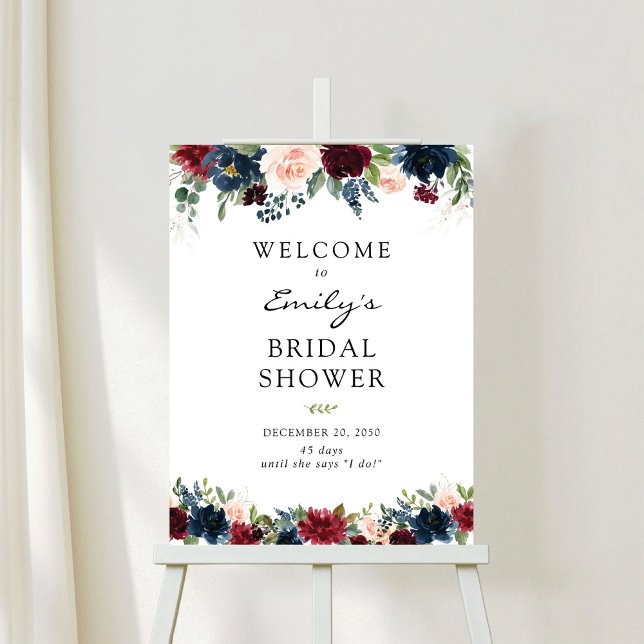 Burgundy and Navy Bridal Shower Foam Board (Creator Uploaded)