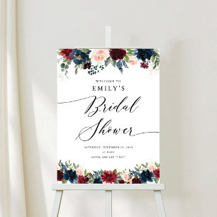 Burgundy and Navy Bridal Shower Foam Board
