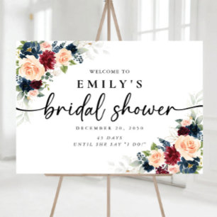 Burgundy and Navy Bridal Shower Foam Board