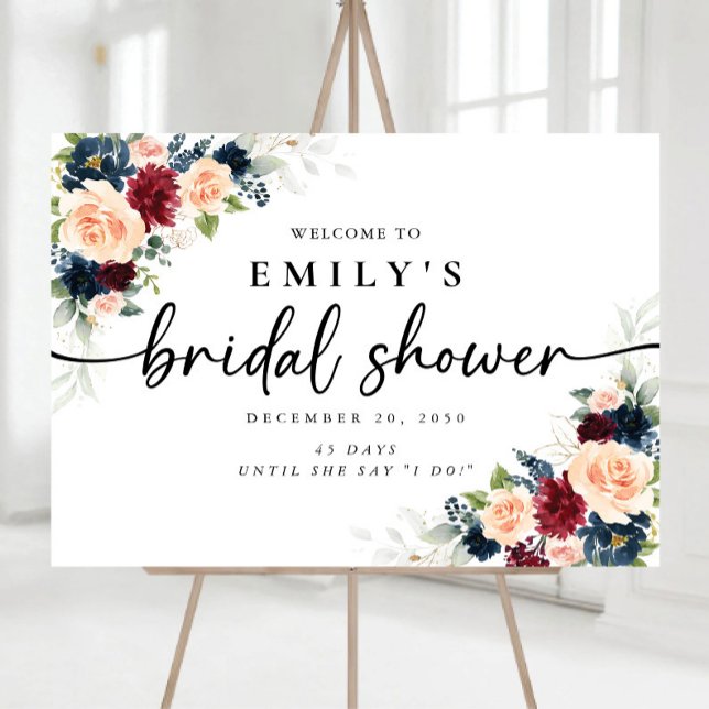 Burgundy and Navy Bridal Shower Foam Board (Creator Uploaded)