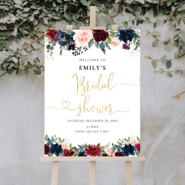 Burgundy and Navy Bridal Shower Foam Board (Creator Uploaded)