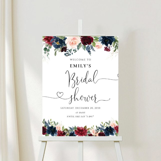 Burgundy and Navy Bridal Shower Foam Boards (Creator Uploaded)