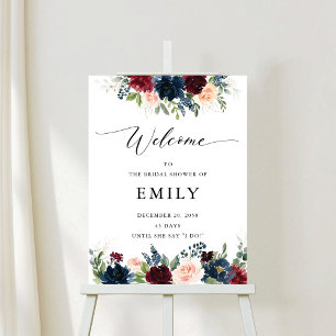 Burgundy and Navy Bridal Shower Foam Boards