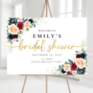 Burgundy and Navy Bridal Shower Foam Boards