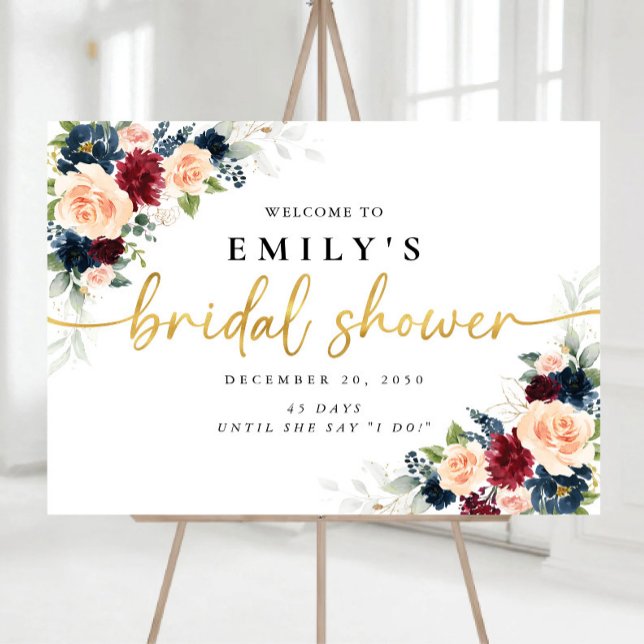 Burgundy and Navy Bridal Shower Foam Boards (Creator Uploaded)