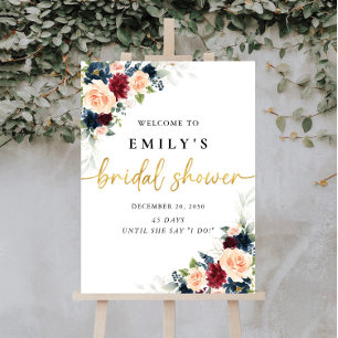 Burgundy and Navy Bridal Shower Foam Boards