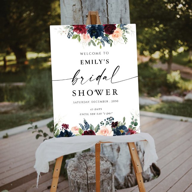 Burgundy and Navy Bridal Shower Foam Boards (Creator Uploaded)