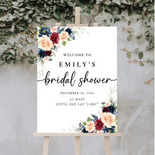 Burgundy and Navy Bridal Shower Foam Boards