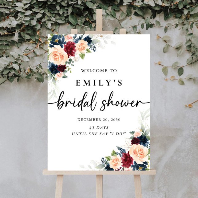 Burgundy and Navy Bridal Shower Foam Boards (Creator Uploaded)