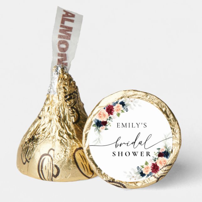 Burgundy and Navy Bridal Shower Hershey®'s Kisses® (Front)