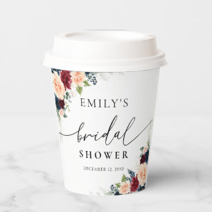 Burgundy and Navy Bridal Shower Paper Cup