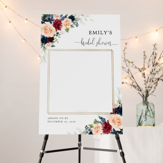 Burgundy and Navy Bridal Shower Photo Prop Foam Board (In Situ (Stand))