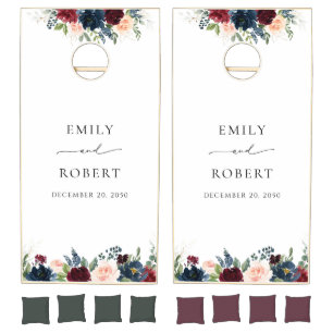 Burgundy and Navy Cornhole Set