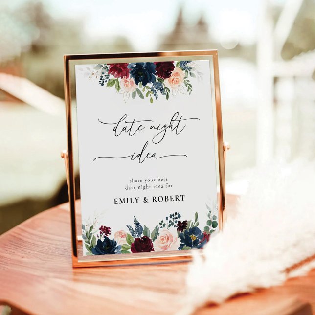 Burgundy and Navy Date Night Idea Sign (Creator Uploaded)