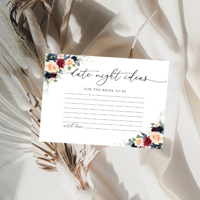 Burgundy and Navy Date Night Ideas Card (Creator Uploaded)
