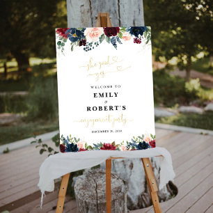 Burgundy and Navy Engagement Party Foam Board 
