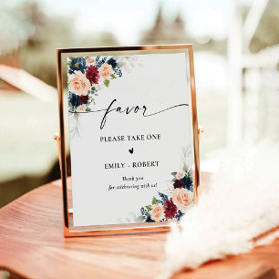 Burgundy and Navy Favor Sign