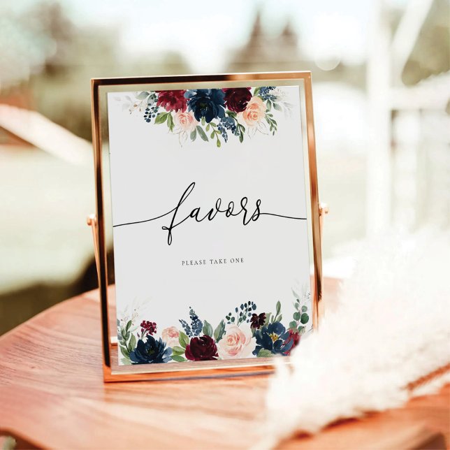 Burgundy and Navy Favors Sign (Creator Uploaded)