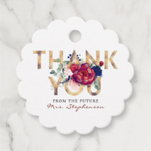 Burgundy and Navy Floral Bridal Shower Thank You Favor Tags