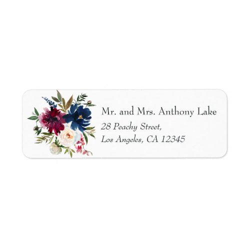 Burgundy and Navy Floral Label