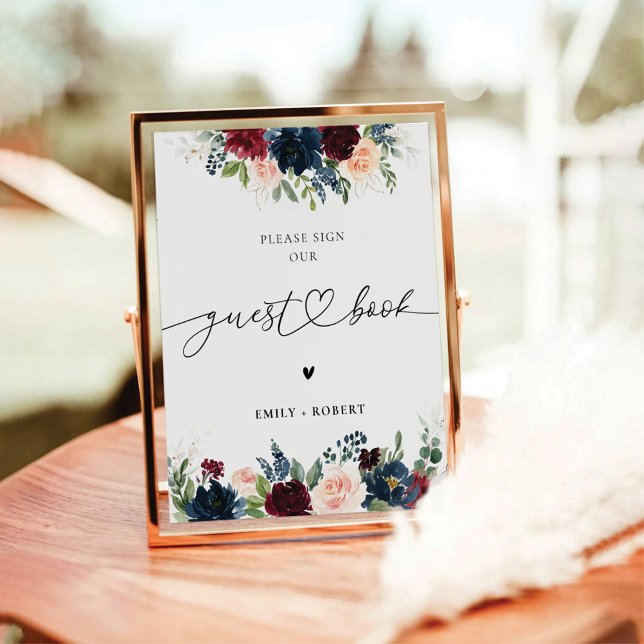 Burgundy and Navy Guest Book Sign (Creator Uploaded)