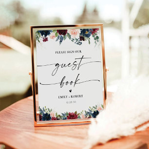 Burgundy and Navy Guest Book Sign