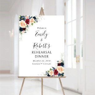 Burgundy and Navy Rehearsal Dinner Foam Board