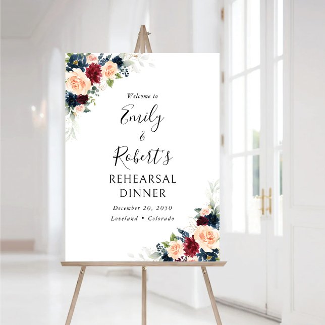 Burgundy and Navy Rehearsal Dinner Foam Board (Creator Uploaded)