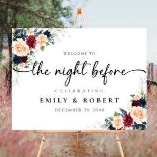 Burgundy and Navy Rose The Night Before Foam Board