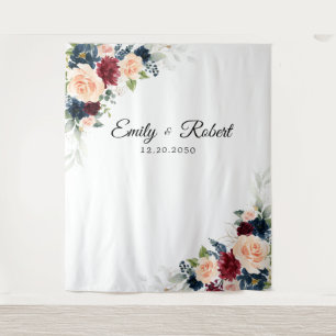 Burgundy and Navy Wedding Ceremony Backdrop