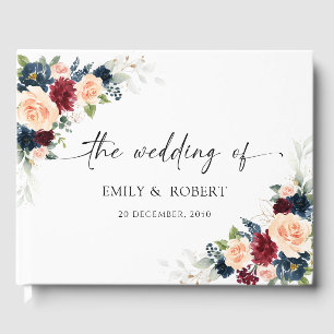 Burgundy and Navy Wedding Guest Book