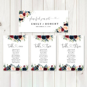 Burgundy and Navy Wedding Head Table Sign