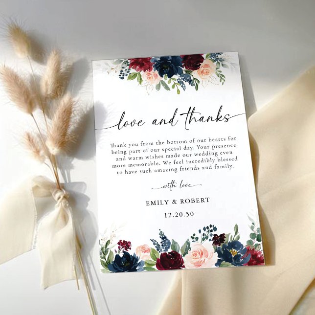 Burgundy and Navy Wedding Thank You Cards (Creator Uploaded)
