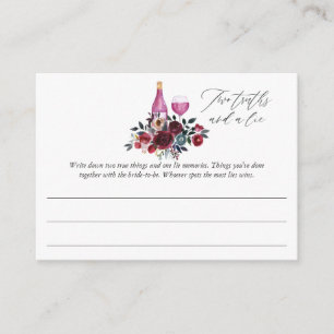 Burgundy and Navy Wine Tasting Bridal Shower Game Enclosure Card