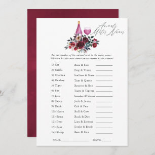 Burgundy and Navy Wine Tasting Bridal Shower Game Invitation