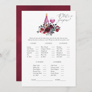 Burgundy and Navy Wine Tasting Bridal Shower Game Invitation
