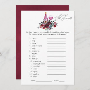 Burgundy and Navy Wine Tasting Bridal Shower Game Invitation