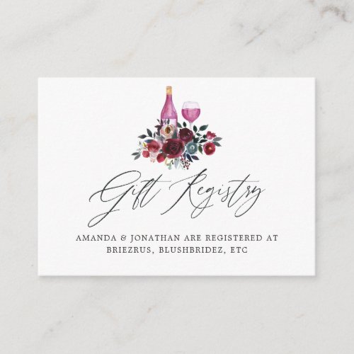 Burgundy and Navy Wine Tasting Bridal Shower Gift Enclosure Card