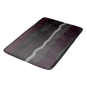 Burgundy and Olive Wavey Stripes Bath Mat