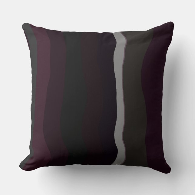 Burgundy and Olive Wavey Stripes Throw Pillow (Front)