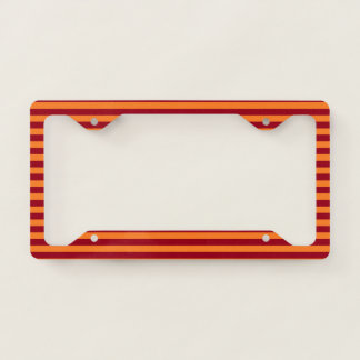 Burgundy and Orange Stripes License Plate Frame