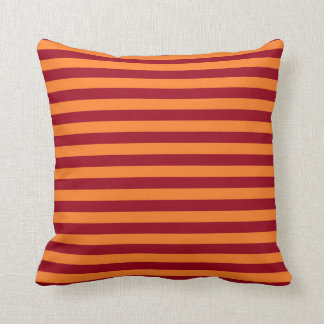 Burgundy and Orange Stripes Throw Pillow