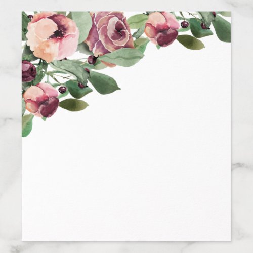 Burgundy and Peach Floral Watercolor Envelope Liner