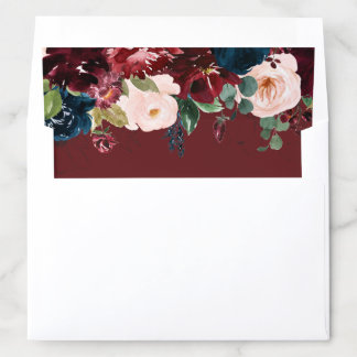 Burgundy and pink blush floral wedding envelope liner