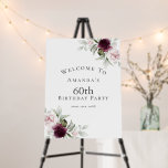 Burgundy and Pink Floral 60th Birthday Foam Board<br><div class="desc">Celebrate a special milestone birthday with this beautiful party invitation with featureing floral borders in burgundy and pink roses on each side of the elegantly placed text. Colors include pale blush pink, deep burgundy red and plum mixed with ethereal greenery and tiny white accent flowers. Personalize the text template with...</div>
