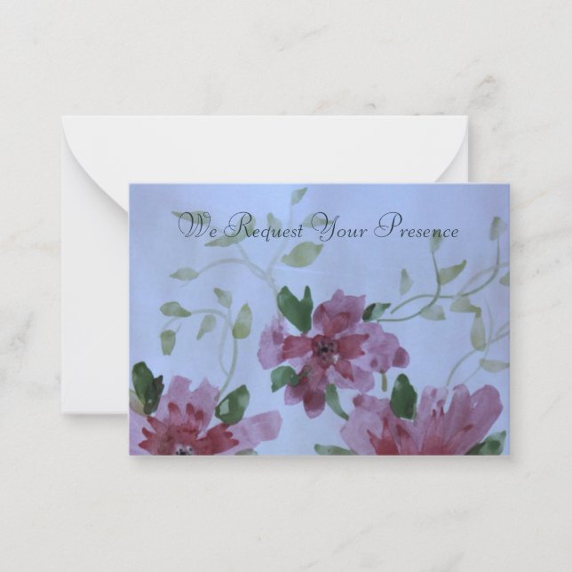 Burgundy  And Pink Floral Note Card (Front)