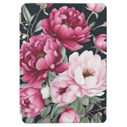 Burgundy and Pink Floral on Black iPad Air Cover