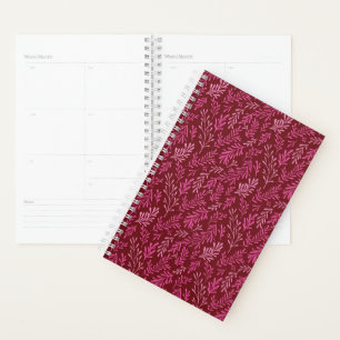 Burgundy and Pink Floral Tropical Leaf Pattern Planner