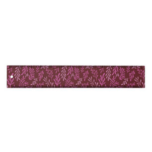 Burgundy and Pink Floral Tropical Leaf Pattern Ruler